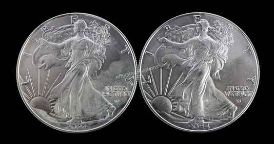 US .999 10ZT SILVER EAGLES MIX DATE BU LOT OF 2