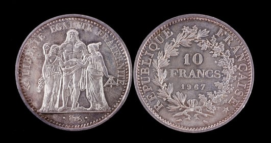 FRENCH .900 SILVER 10 HERCULE FRANC LOT OF 2