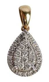 10K GOLD AND DIAMOND TEARDROP PENDANT