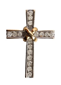 10K GOLD TWO TONE .25 CTW DIAMIOND CROSS PENDANT