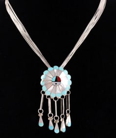 NATIVE AMERICAN SOUTHWEST ZUNI PENDANT & NECKLACE