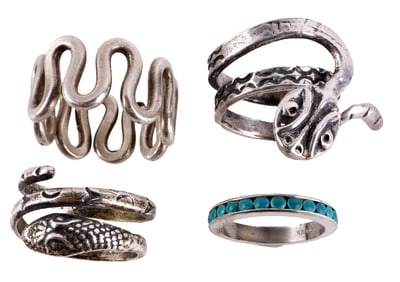 SILVER RINGS BY ROBERT JOHN PIKE SET OF 4