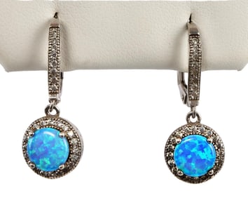 .925 SILVER AND VIBRANT OPAL EARRINGS