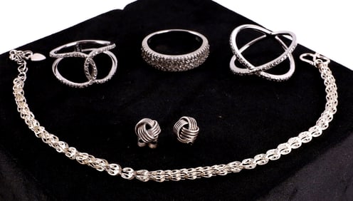 STERLING SILVER JEWELRY RINGS BRACELET EARRINGS