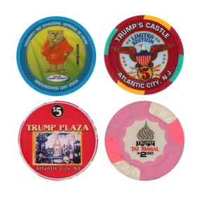 TRUMP PROPERTY VINTAGE CASINO CHIP LOT OF 4