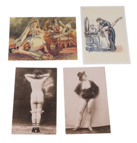 FOUR NOVELTY POST CARDS NUDITY & EROTICA LOT OF 4