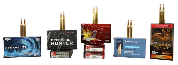 160 ROUNDS 270 WIN BIG GAME HUNTING RIFLE AMMO LOT