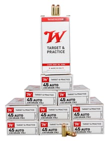 500 ROUNDS .45 AUTO 230GR FMJ WINCHESTER AMMO