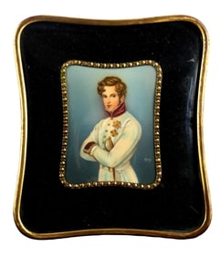 FRAMED MINIATURE ENAMEL PORTRAIT OF NAPOLEON II