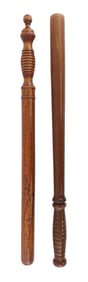 POLICE BATON ANTIQUE WOOD BILLY CLUB LOT OF 2