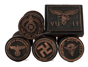 WWII GERMAN THIRD REICH HAND STAMPS LOT OF 5