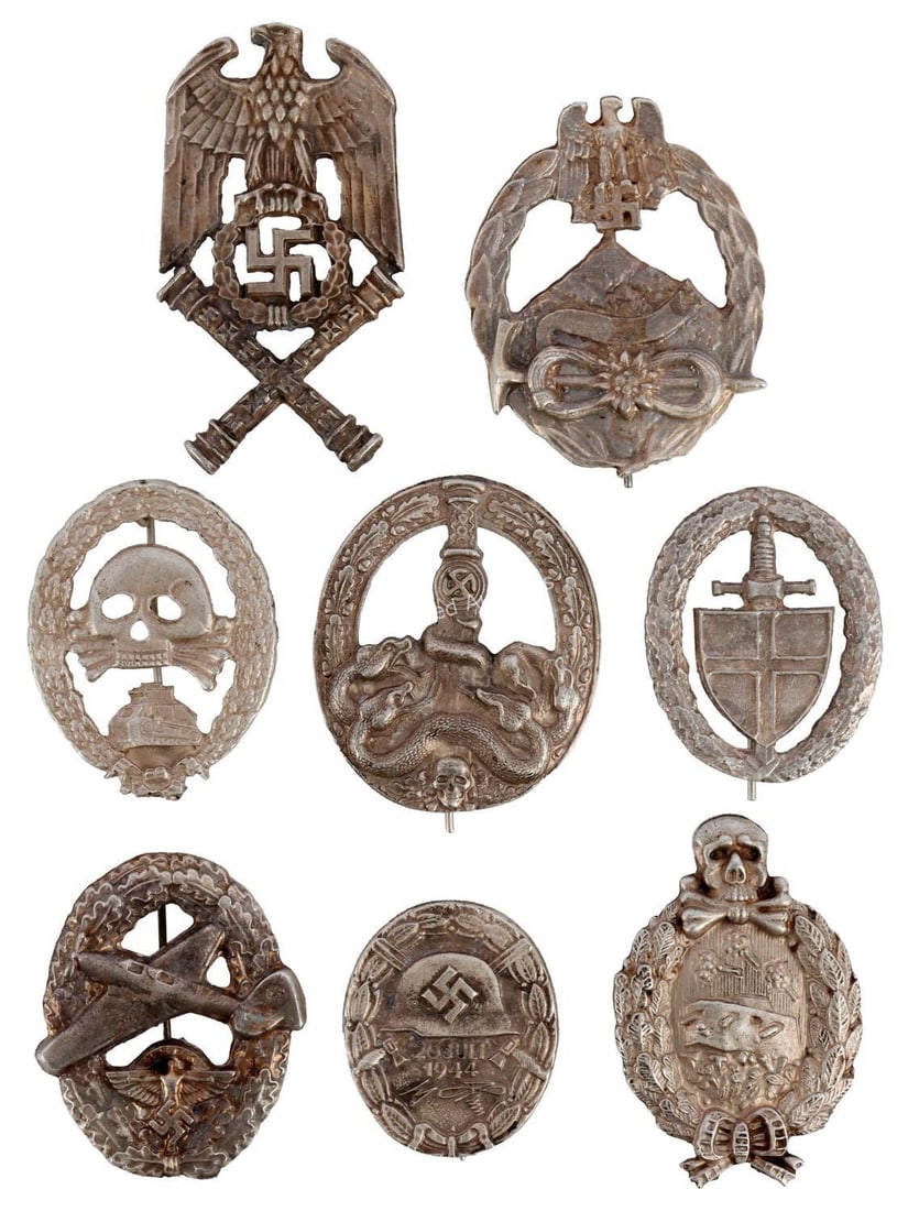 WWII GERMAN THIRD REICH BADGES LOT OF 8 (1 of 9)