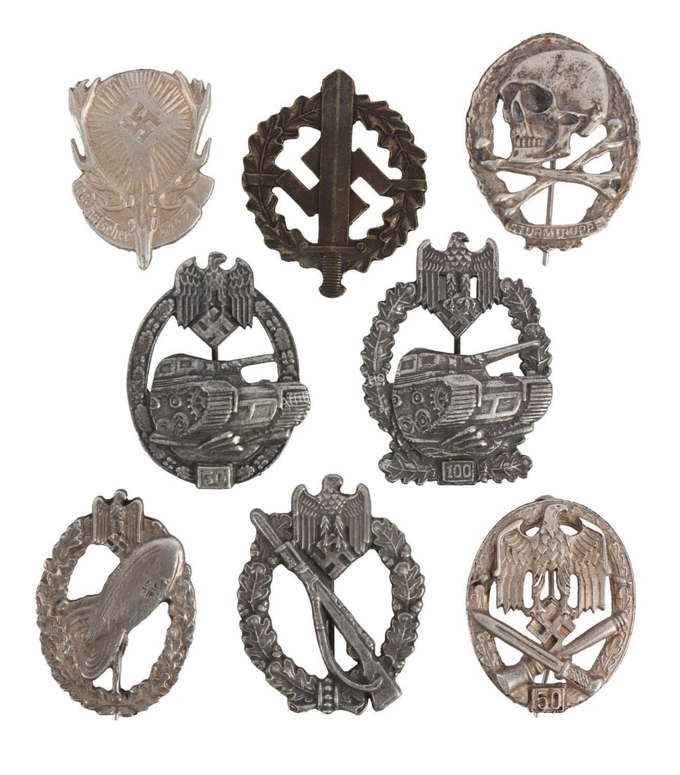 WWII GERMAN THIRD REICH BADGES LOT OF 8 (1 of 9)