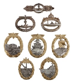WWII GERMAN THIRD REICH KRIEGSMARINE BADGES LOT 8