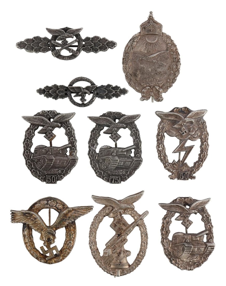 WWII GERMAN THIRD REICH LUFTWAFFE BADGES LOT OF 9 (1 of 9)