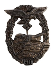 WWII GERMAN THIRD REICH LUFTWAFFE PANZER BADGE