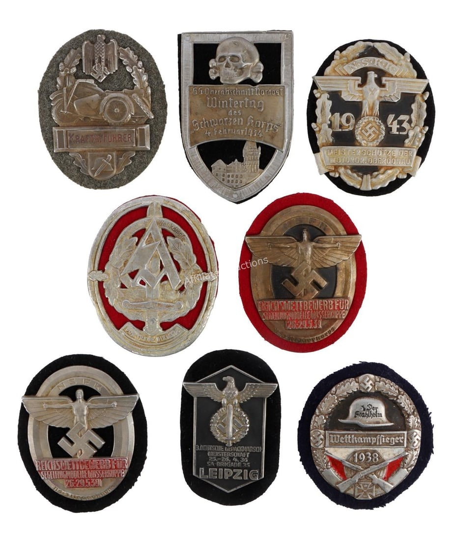 WWII GERMAN THIRD REICH PLAQUES & BADGES LOT OF 8 (1 of 6)