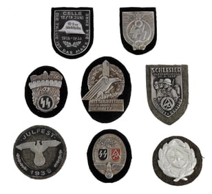 WWII GERMAN THIRD REICH SHIELD BADGES LOT OF 8