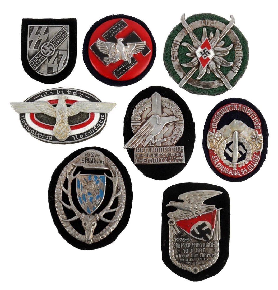 WWII GERMAN THIRD REICH SHIELD BADGES LOT OF 8 (1 of 7)