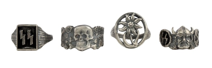 WWII GERMAN THIRD REICH SILVER RINGS LOT OF 4