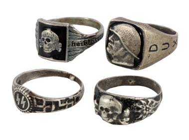WWII GERMAN THIRD REICH SILVER RINGS LOT OF 4