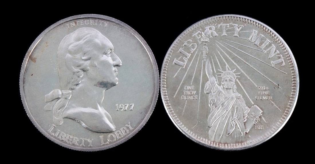 TWO 1 OZT .999 SILVER BULLION ROUNDS MIXED: Some toning. This lot reserved at melt.