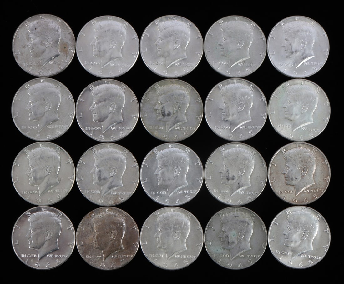 $10 FACE 40% US SILVER HALF DOLLAR LOT OF 20 (1 of 2)