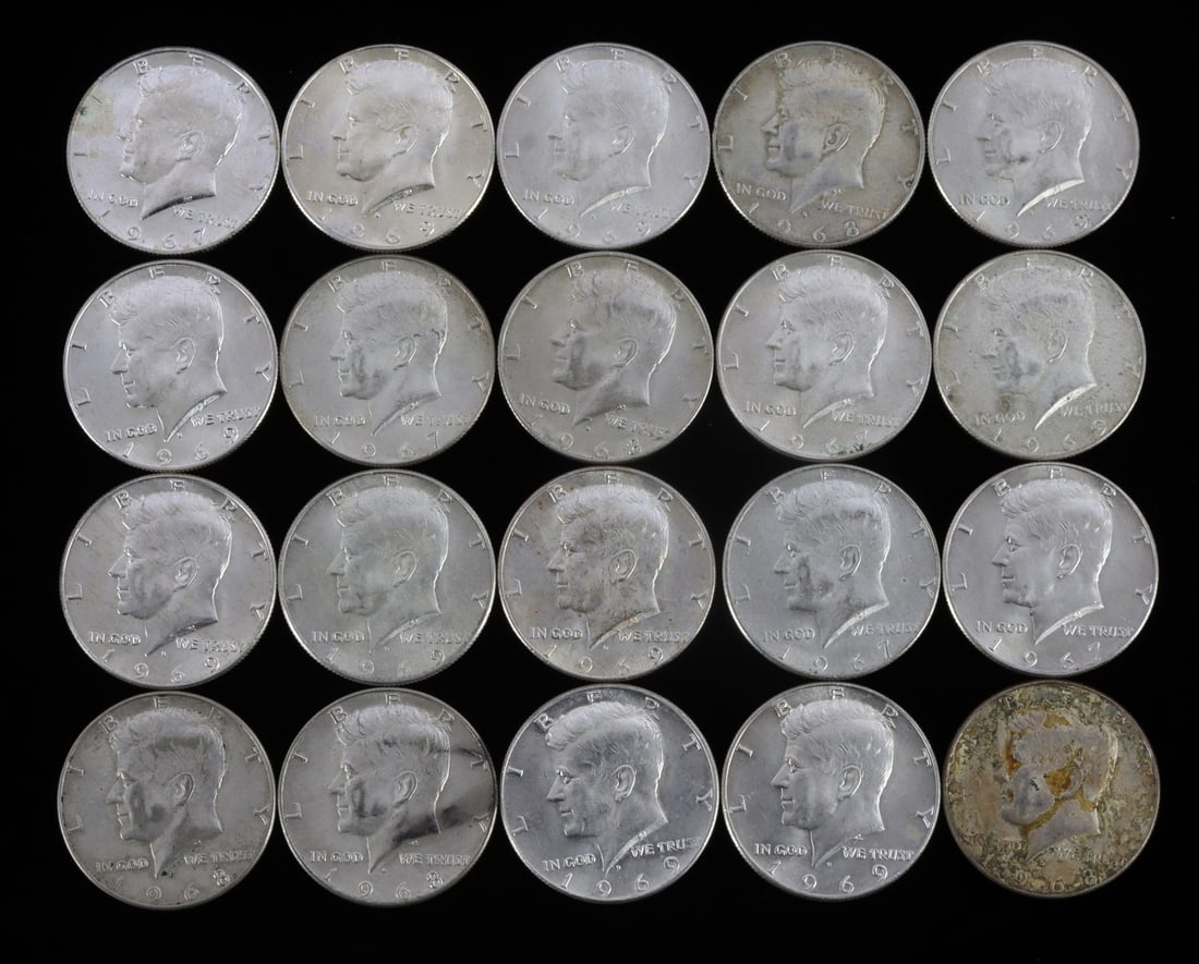 $10 FACE 40% US SILVER HALF DOLLAR LOT OF 20 (1 of 2)