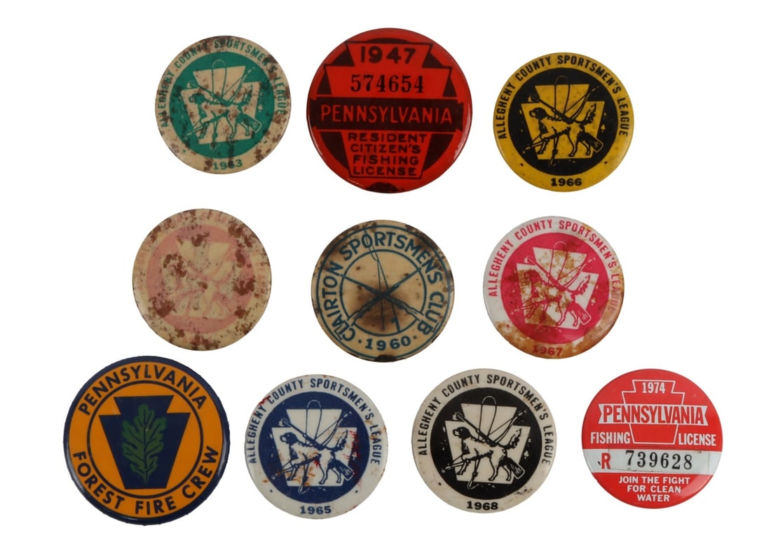ALLEGHENY HUNTING & FISHING LICENSE BUTTON 10 PCS (1 of 6)