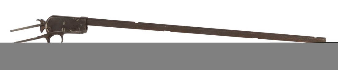 WINCHESTER MODEL 1890 .22 LONG BARRELED ACTION: Winchester Model 1890 barreled action. Octagonal 24-inch barrel. Overall length 31.25 inches. Pitting throughout. Missing sights and slide assembly. Tang markings and serial number are sharp, legible.