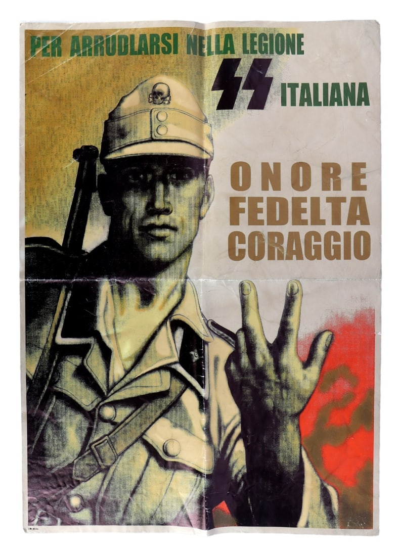 WWII GERMAN REICH ITALIAN SS PROPAGANDA POSTER (1 of 6)