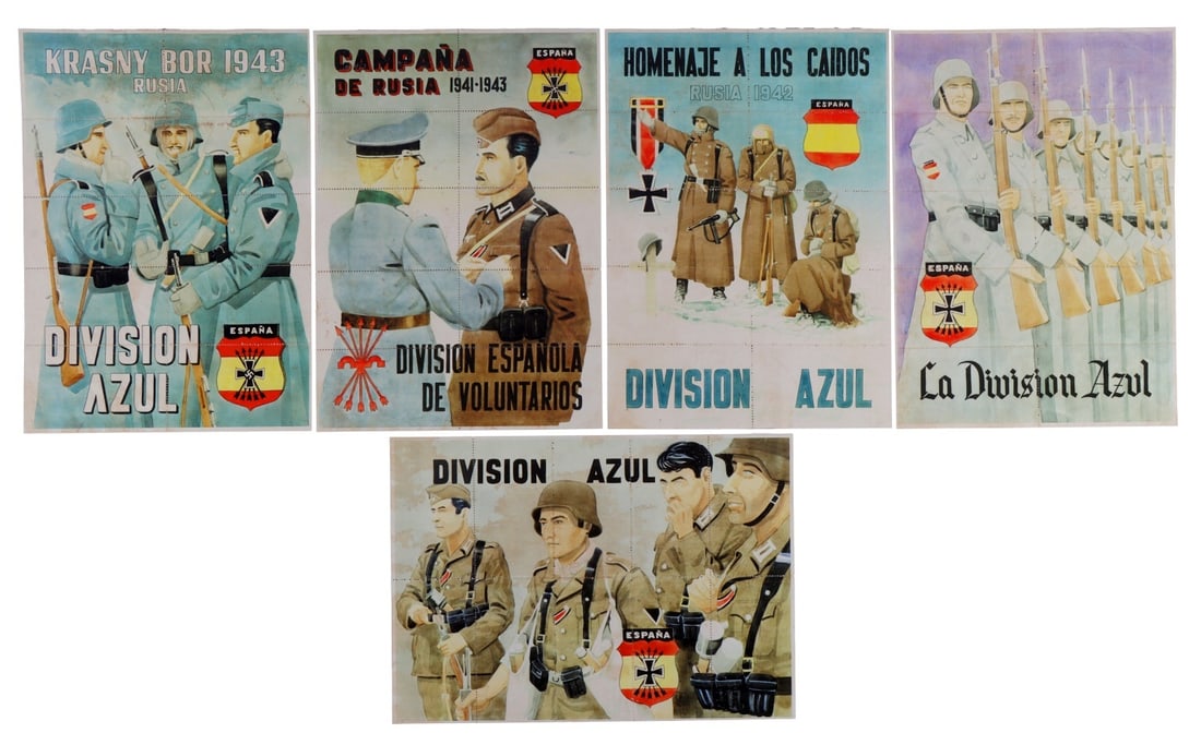 WWII GERMAN REICH SPANISH LEGION AZUL RATION CARDS: Ration cards to support the Legion Azul during the Second World War. Four sheets. Very good, original condition.