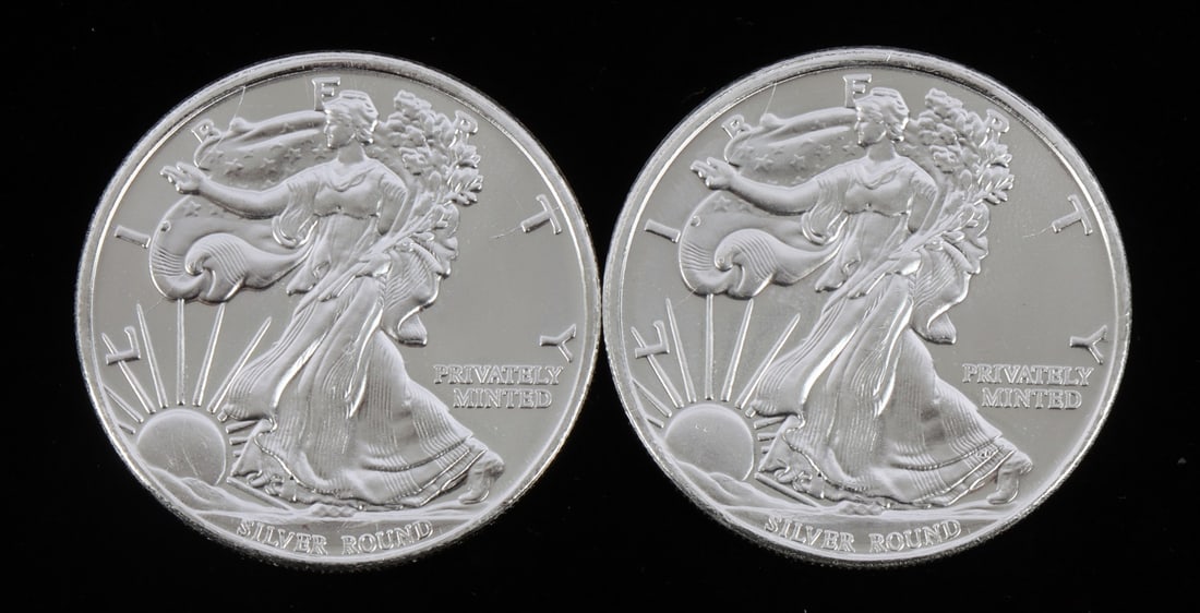 2 ONE TROY OUNCE .999 SILVER EAGLE ROUNDS (1 of 2)