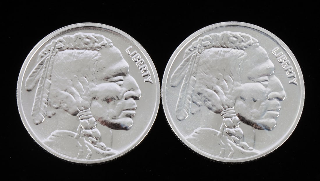 2 ONE TROY OUNCE .999 SILVER INDIAN HEAD ROUNDS (1 of 2)