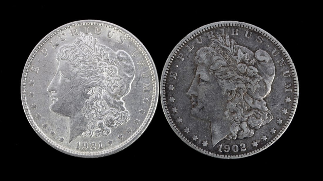 TWO MORGAN SILVER DOLLARS MIXED DATE (1 of 3)