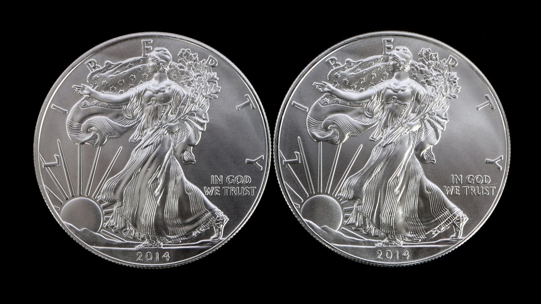 2 ONE TROY OUNCE .999 SILVER EAGLE 2014 (1 of 2)
