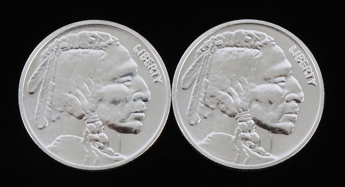 2 ONE TROY OUNCE .999 SILVER INDIAN HEAD ROUNDS (1 of 2)