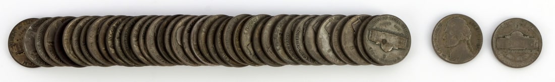 ONE TUBE OF 40% SILVER WAR NICKELS (1 of 2)