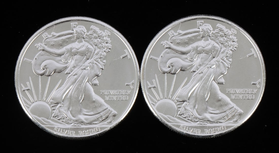2 ONE TROY OUNCE .999 SILVER EAGLE ROUNDS (1 of 2)