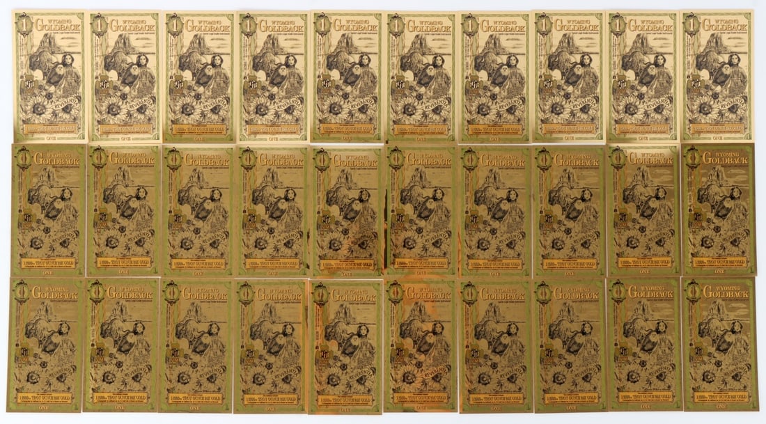 THIRTY 1/1000 OZT 24KT WYOMIN $1 GOLDBACK CURRENCY (1 of 7)