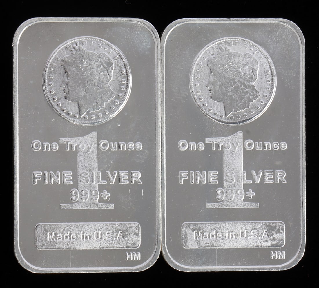 2 ONE TROY OUNCE .999 SILVER MORGAN BULLION BARS (1 of 2)