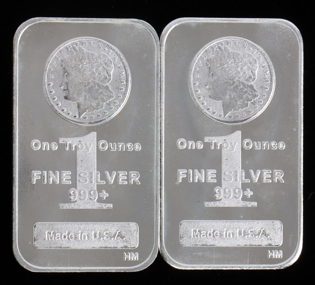 2 ONE TROY OUNCE .999 SILVER MORGAN BULLION BARS (1 of 2)