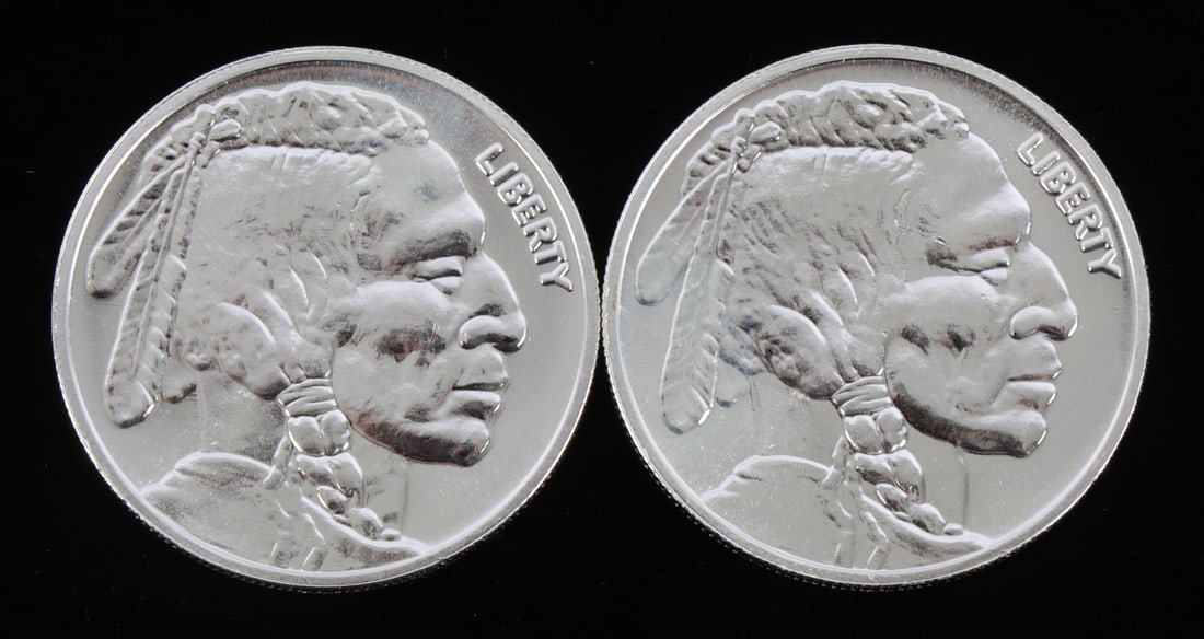 2 ONE TROY OUNCE .999 SILVER INDIAN HEAD ROUNDS (1 of 2)