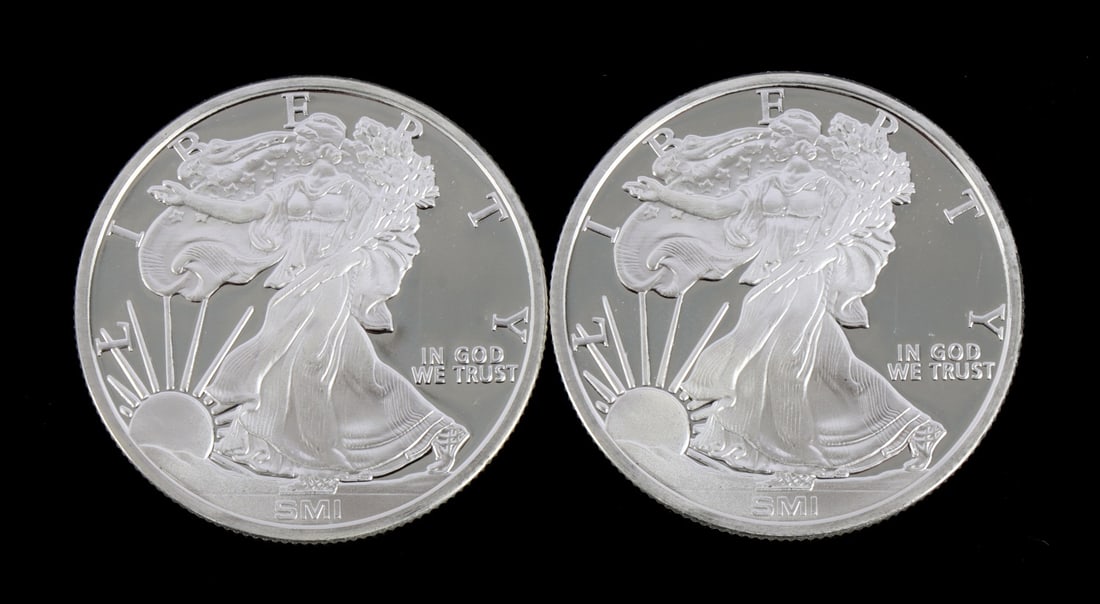 2 ONE TROY OUNCE .999 SILVER EAGLE ROUNDS (1 of 2)