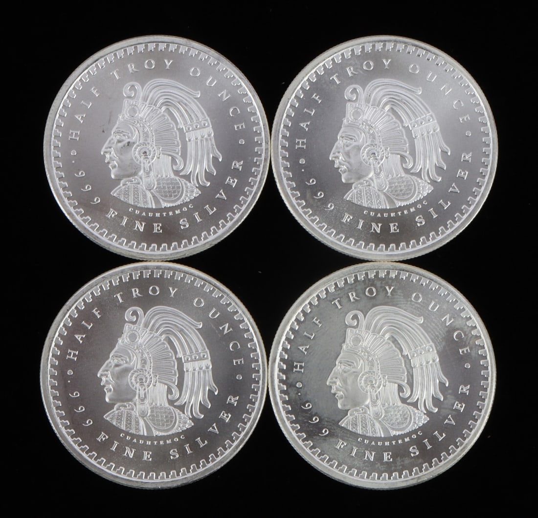 4 HALF TROY OUNCE .999 SILVER AZTEC ROUNDS (1 of 2)