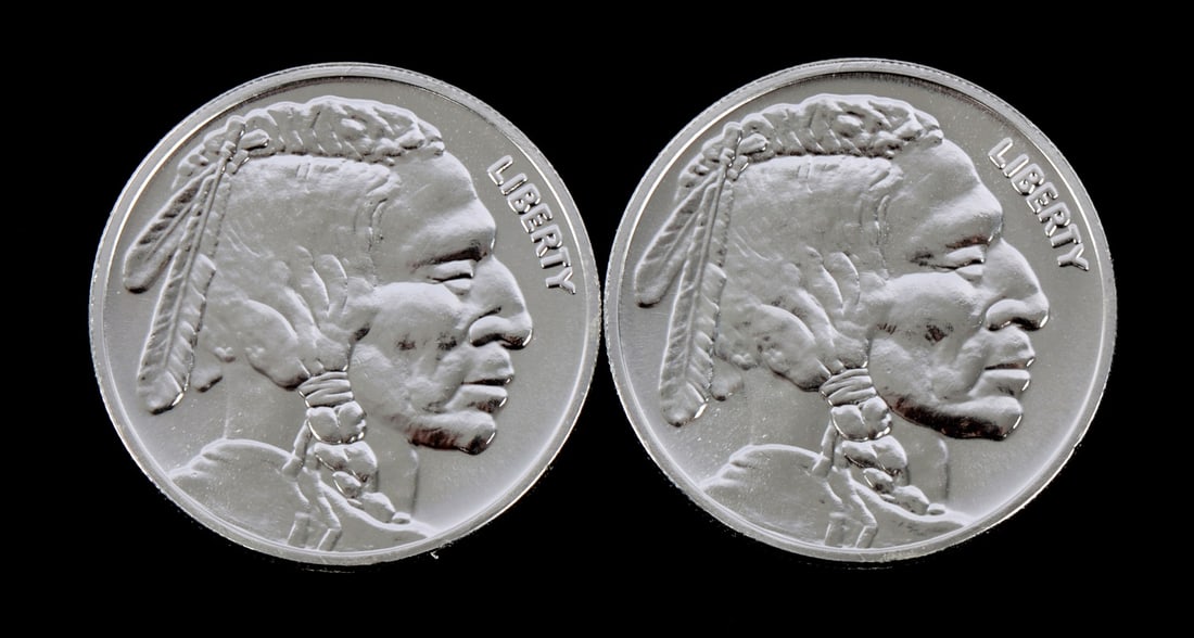 2 ONE TROY OUNCE .999 SILVER INDIAN HEAD ROUNDS (1 of 2)
