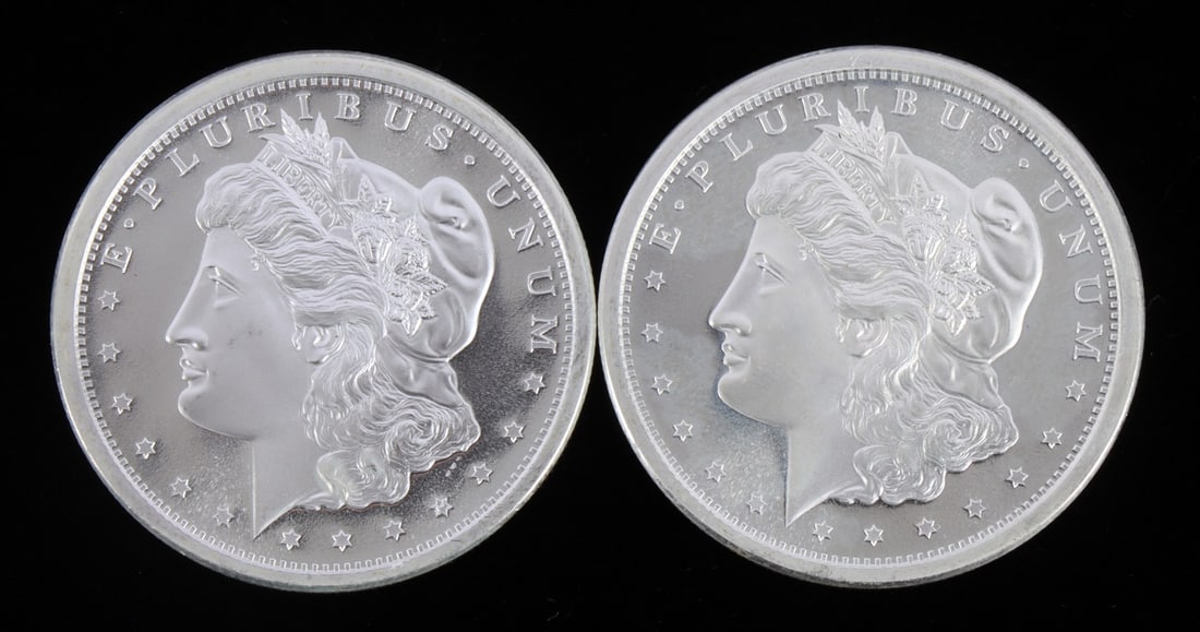 2 ONE TROY OUNCE .999 SILVER MORGAN ROUNDS (1 of 2)
