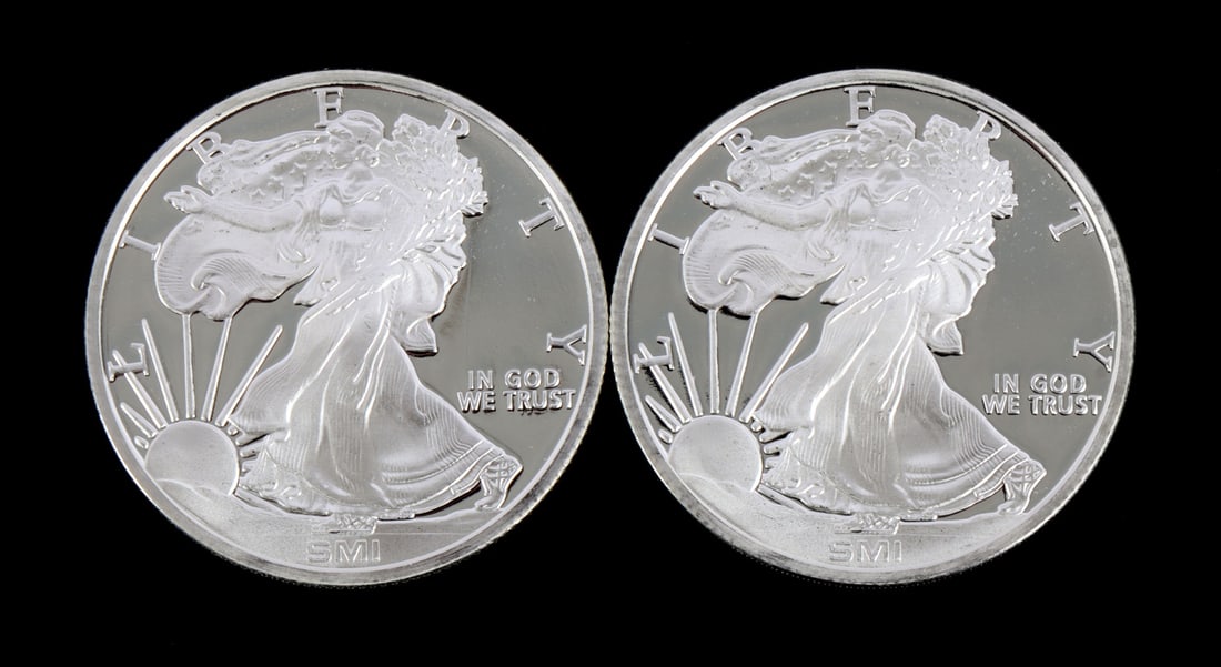 2 ONE TROY OUNCE .999 SILVER EAGLE ROUNDS (1 of 2)