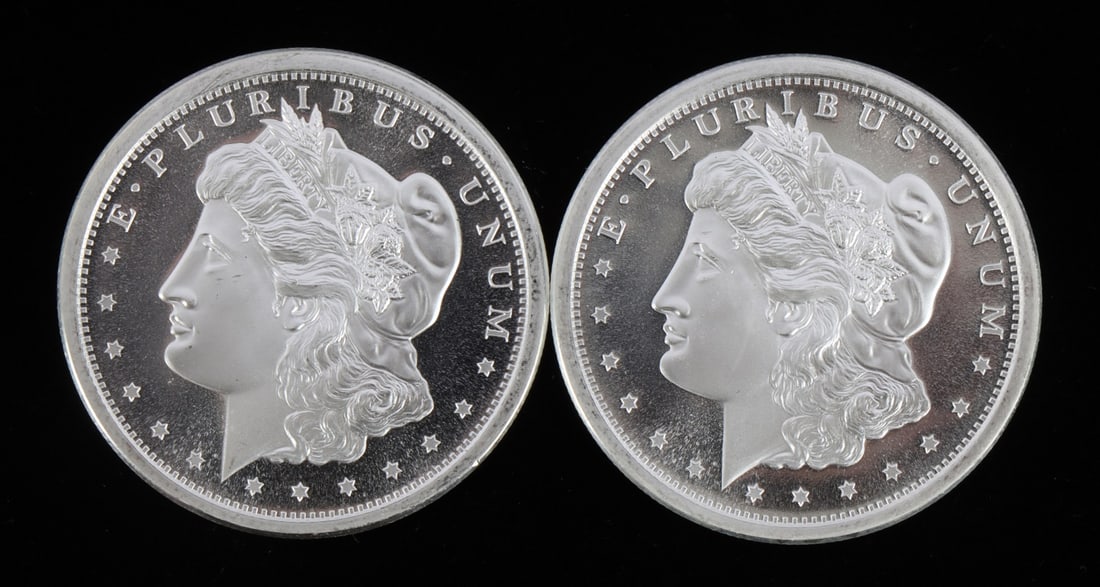 2 ONE TROY OUNCE .999 SILVER MORGAN ROUNDS (1 of 2)