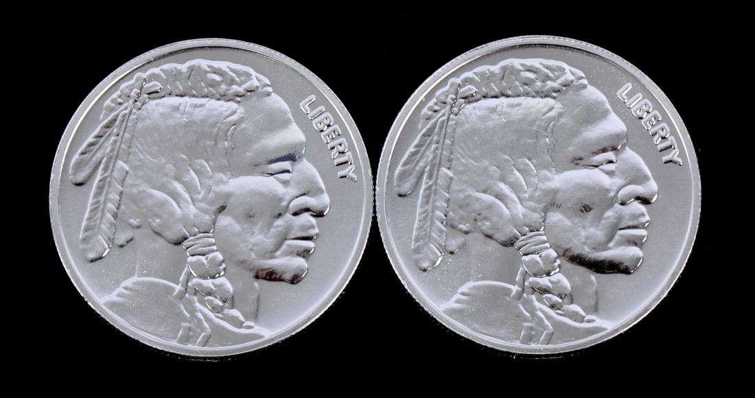 2 ONE TROY OUNCE .999 SILVER INDIAN HEAD ROUNDS (1 of 2)